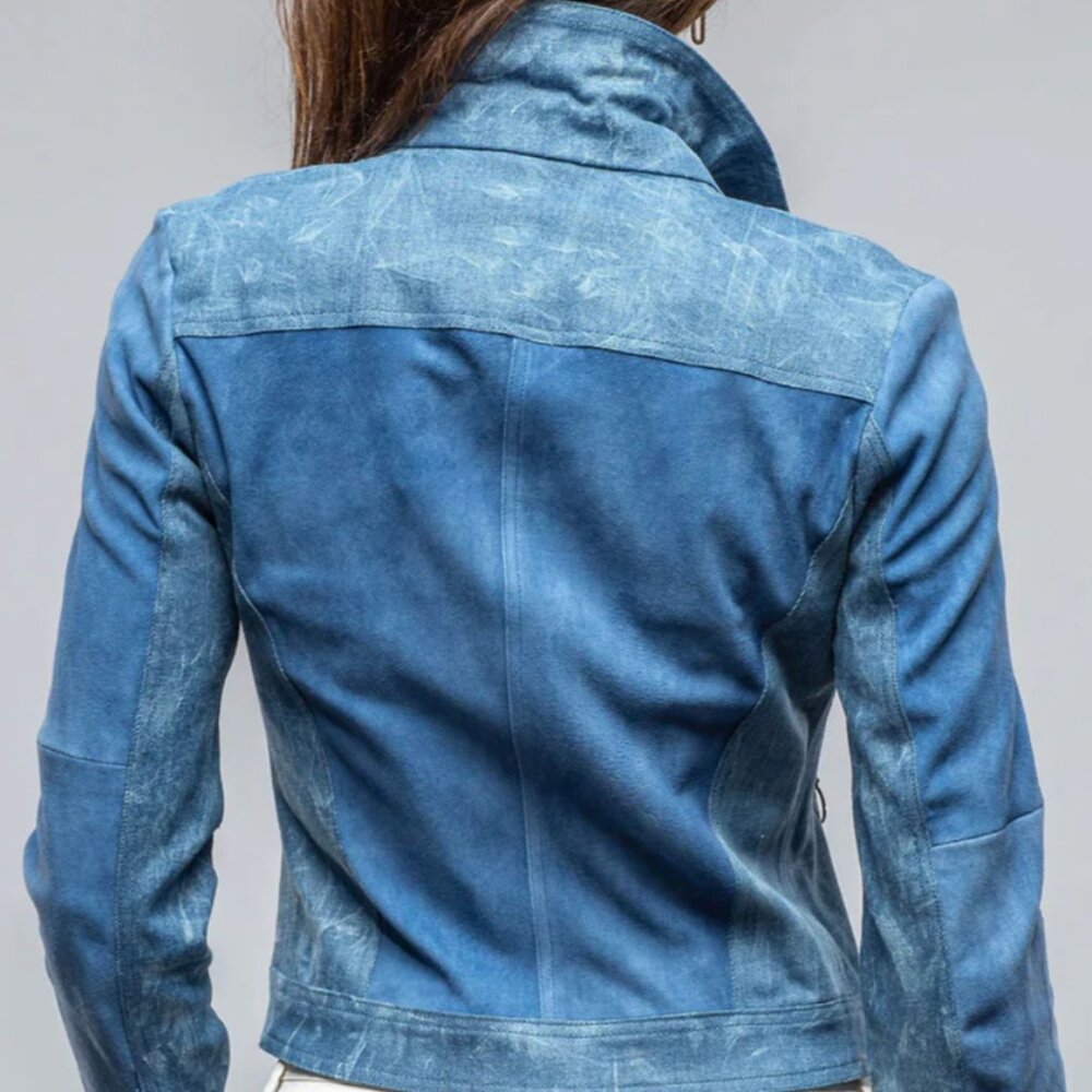 Roncarati suede and denim designer jacket